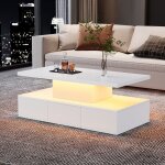 Table basse avec clairage led et tiroirs table de salon laque brillante petite table dappoint avec ...