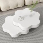 Table basse fleur moderne pour salon table basse blanche cr�me pivotante 360� table basse transformable ...