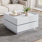 Table basse fonctionnelle avec 2 tiroirspivotante à 360°espace de rangementtable dappoint pour salon60x60x38cm ... Table basse fonctionnelle avec 2 tiroirspivotante à 360°espace de rangementtable dappoint pour salon60x60x38cm ...