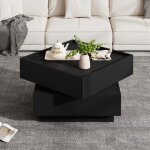 Table basse fonctionnelle pour le salon pivotant � 360� plateau pivotant avec 2 �tag�res et espace de ...