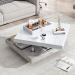 Table basse fonctionnelle de salon plateau pivotant  360 table basse style moderne avec rangement panneau ...