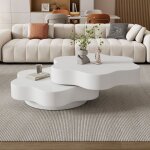 Table basse en forme de fleur - table basse de salon avec plateau pivotant � 360� table dappoint moderne ...