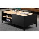 Table basse gami - d�cor ch�taigner et noir - l 106 x p 60 x h 42 cm - amsterdam