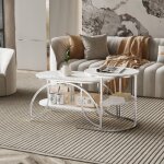 Table basse tables basses gigognes lot de 2 tables basses rondes bois marbr� pieds en m�tal fa�on marbre ...