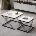 Table basse gigogne lot de 2style modernetable basse de salon carr60x60x45 + 45x45x40cm blanc brillant ...