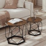Tables basses gigognes - lot de 2 - woltu table salon - style industriel - effet de bois brl w0att0695 ...