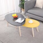 Tables basses gigognes laizere° - jaune gris - style scandinave - bois massif - lot de 2 Tables basses gigognes laizere° - jaune gris - style scandinave - bois massif - lot de 2