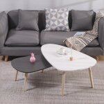 Tables basses gigognes scandinave blanc et gris - l 98 x l 61 et l 88 x l 48 cm - salon - moderne - bois ... Tables basses gigognes scandinave blanc et gris - l 98 x l 61 et l 88 x l 48 cm - salon - moderne - bois ...