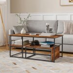 Table basse grain de bois - table dappoint pour salon - 52x105 cm - grande table rectangle - mdf - structure ...