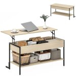 Table basse - homcom - plateau relevable - compartiment caché étagère ouverte - panneau de particules ... Table basse - homcom - plateau relevable - compartiment caché étagère ouverte - panneau de particules ...