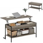 Table basse - homcom - plateau relevable - compartiment caché étagère ouverte - panneau de particules ... Table basse - homcom - plateau relevable - compartiment caché étagère ouverte - panneau de particules ...