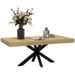 Table basse homcom rectangulaire table dappoint style industriel en m�tal noir et plateau aspect bois ...