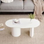 Table basse incurve irrgulire - redom - mdf de haute qualit finition laque grille - blanc