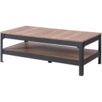 Table basse industrielle industrie - effet bois et noir mat - l 117 x l 59 cm - pieds mtal