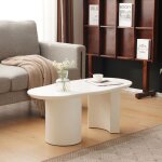 Table basse irr�guli�re blanche robuste de 100 cm de long mdf de haute qualit� laqu� toucher d�licat ...
