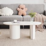Table basse irr�guli�re blanche robuste et durable de 100 cm de long - mdf de haute qualit� surface laqu�e ...