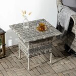 Table basse jardin carr�e r�sine tress�e 50x50x47cm style cosy chic noir