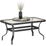 Table basse de jardin - outsunny - avec plateau en verre tremp design  ondulations - rectangulaire ...