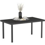 Table basse de jardin - outsunny - rectangulaire - effet grain de bois - cadre en mtal - 95 x 55 x 46 ...