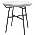 Table basse de jardin - outsunny - ronde - aspect rotin et plateau en verre tremp - en rsine mtal ...