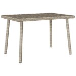 Table basse de jardin rectangulaire gris clair r�sine tress�e