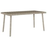 Table basse de jardin rectangulaire gris clair résine tressée Table basse de jardin rectangulaire gris clair résine tressée