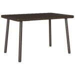 Table basse de jardin - rectangulaire - marron - 60x40x37 cm - r�sine tress�e acier enduit de poudre