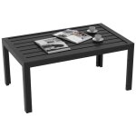 Table basse de jardin rectangulaire - outsunny - cadre en acier plateau � lattes - 1015 x 61 x 46 cm ...