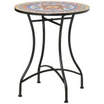 Table basse jardin - ronde mosaïque céramique 60cm (rouge&bleu&blanc) style bistro métal pour terrasse ... Table basse jardin - ronde mosaïque céramique 60cm (rouge&bleu&blanc) style bistro métal pour terrasse ...