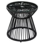 Table basse jardin ronde tambour creux plateau verre noir - design moderne pour ext�rieur balcon terrasse ...