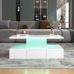 Table basse avec lampe led table avec tiroirs laque haute luminosit table dappoint avec deux tagres ...