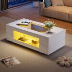 Table basse led blanche bluetooth - contr�le appli - salon / bureau / f�te - design moderne & lumineux ...