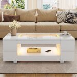 Table basse led blanche avec contr�le par application bluetooth table basse table de canap� table de ...