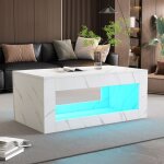Table basse led moderne - brillante imitation marbre blanc - télécommande - salon / canapé - design Élégant ... Table basse led moderne - brillante imitation marbre blanc - télécommande - salon / canapé - design Élégant ...