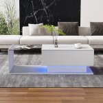 Table basse led avec plateau en verre et tiroirs table dappoint de salon haute brillance style moderne ...