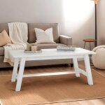 Table basse luzerna rectangulaire pour salon en bois massif blanc 110 x 45 cm design moderne minimaliste ...