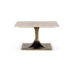 Table basse - marbre travertin - structure en bronze - design intemporel - 70x70x40 cm