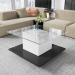 Table basse table mobile de sallon en verre brillant avec led table basse mobile avec roues pivotantes ... Table basse table mobile de sallon en verre brillant avec led table basse mobile avec roues pivotantes ...