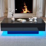Table basse moderne brillante table basse led multicolore table dappoint avec 2 tiroirs 115 x 55 x 34 ... Table basse moderne brillante table basse led multicolore table dappoint avec 2 tiroirs 115 x 55 x 34 ...