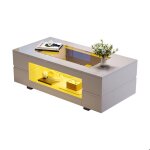 Table basse moderne avec led compartiment rangement rectangulaire style minimaliste meuble de salon 100x50x35c ...