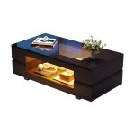 Table basse moderne avec led compartiment rangement rectangulaire style minimaliste meuble de salon 100x50x35c ... Table basse moderne avec led compartiment rangement rectangulaire style minimaliste meuble de salon 100x50x35c ...