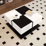 Table basse moderne en noir et blanc 70×70×35. 5 cm table basse carrée avec 2 tiroirs table basse de ... Table basse moderne en noir et blanc 70×70×35. 5 cm table basse carrée avec 2 tiroirs table basse de ...