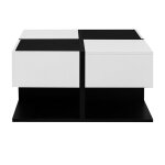 Table basse moderne noire et blanche 70x70x355cm 2 tiroirs rangement salon carrée brillante rails souples ... Table basse moderne noire et blanche 70x70x355cm 2 tiroirs rangement salon carrée brillante rails souples ...