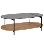 Table basse moderne ovale l 120 cm en verre bois clair - oviala Table basse moderne ovale l 120 cm en verre bois clair - oviala