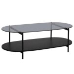 Table basse moderne ovale l 120 cm en verre bois noir - oviala Table basse moderne ovale l 120 cm en verre bois noir - oviala