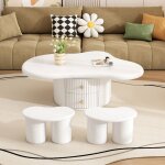 Table basse moderneplateau laqué mdf et 2 tiroirsavec 2 petits bancsmeuble salon97x67x37cm blanc Table basse moderneplateau laqué mdf et 2 tiroirsavec 2 petits bancsmeuble salon97x67x37cm blanc