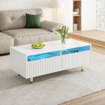 Table basse moderne - table basse rectangulaire - table basse de salon - 2 tiroirs et lumineux led - ... Table basse moderne - table basse rectangulaire - table basse de salon - 2 tiroirs et lumineux led - ...