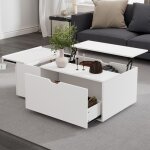 Table basse moderne - seyakany - avec tiroirs et portes coulissantes - plateau relevable - styles de ...