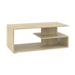 Table basse nina chne de sonoma - table de salon carre avec 2 tagres - 100 x 50 x 55 cm