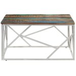 Table basse - plusieurs niveaux - argenté inox et - bois de récupération massif - salon moderne(92624) ... Table basse - plusieurs niveaux - argenté inox et - bois de récupération massif - salon moderne(92624) ...